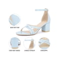 thumbnail image 4 of BLISSFUL STEP Women's Block Heel Ankle Strap Round Toe Heels Sandals Light Blue (Size 8.5), 4 of 7
