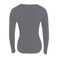 thumbnail image 6 of Women's Long Sleeve Stretch Ribbed T-Shirt Blouse Pure Color Slim Fit Basic Top Comfortable Casual Fashion Tee, 6 of 6