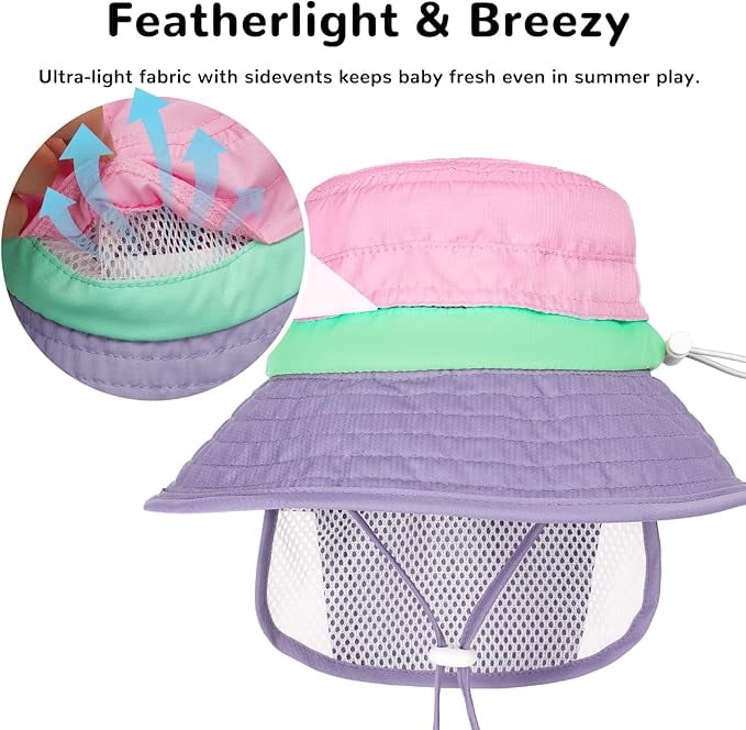 HECCEI Infant Sun Hat UPF 50+ Sun Protection Hat, 6-24 Months, Blue