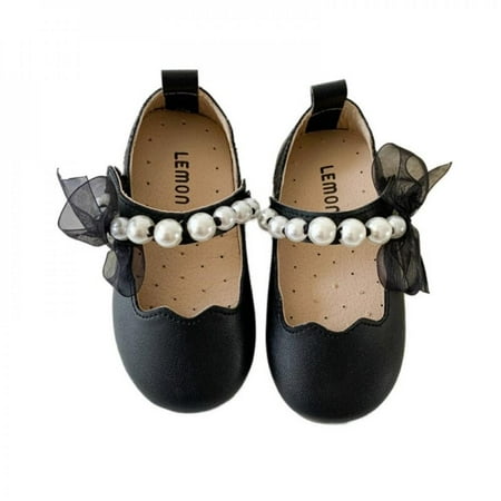 

Girls Pearl Shoes For Children Princess Lovely Bow Soft Sole Baby Shoes