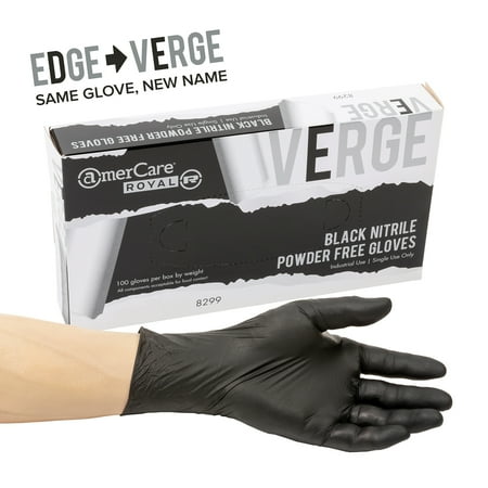 

AmerCare X-Large Powder-Free Black Nitrile Verge Gloves Case of 1 000