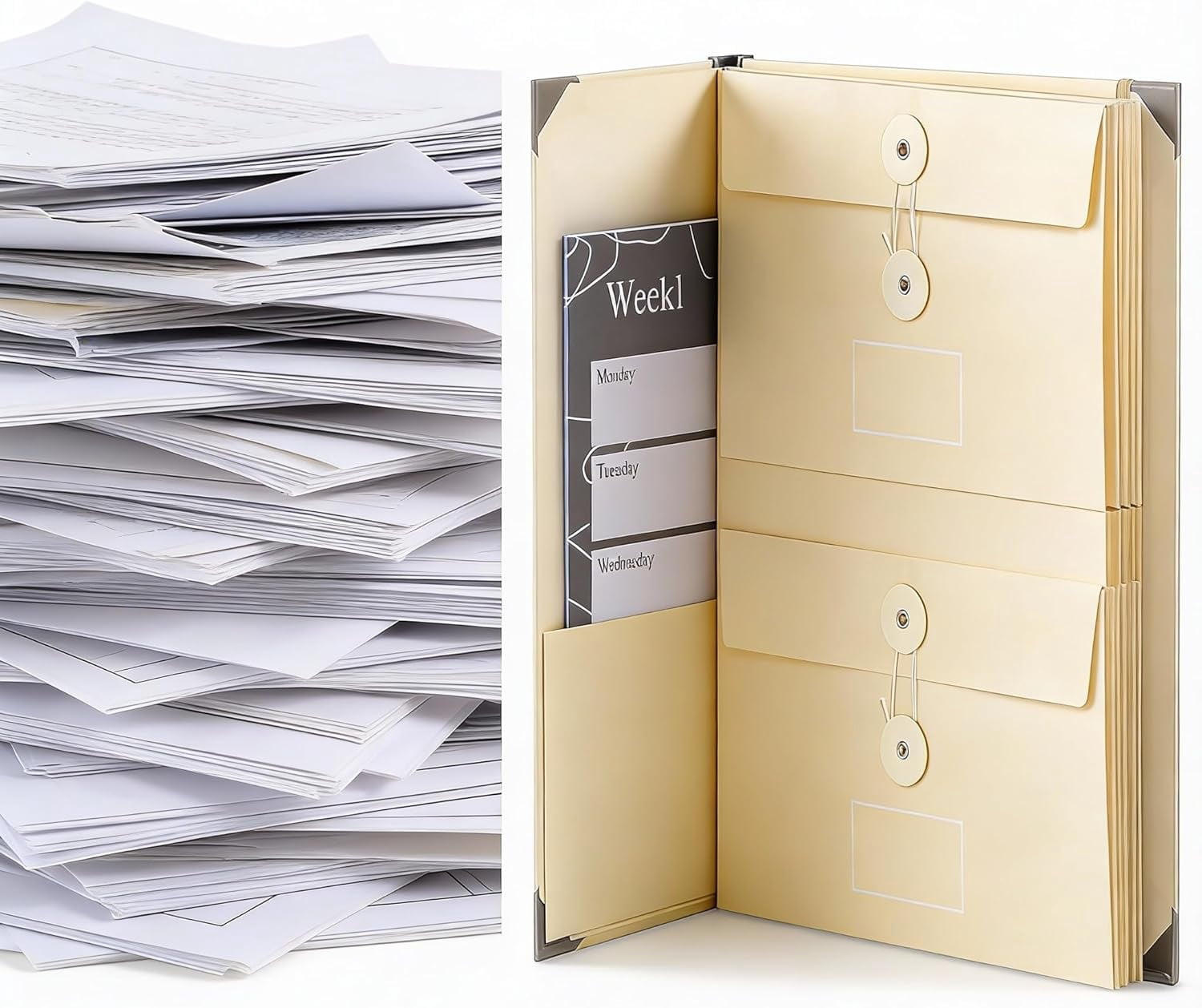 Folio Document Organizer with Labels, Important Folders with Pockets,File Stylish Binder for Storing Important Papers, Certificates, Passports, Photos, and Letters (Yellow)