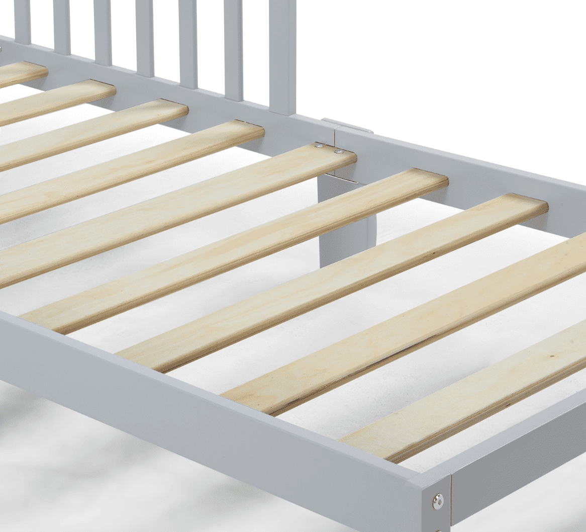 Olive & Opie Birdie Toddler Bed, Light Gray/White Finish
