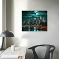 thumbnail image 3 of COMIO Wall Art for Living Room City Canvas Wall Art New York Skyline Night View Picture Painting Modern Giclee Canvas Prints Modern Home Wall Decoration Stretched Canvas Ready to Hang 20x16 inch, 3 of 4
