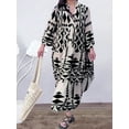 thumbnail image 4 of Cenuakty Women Long Dress, Long Sleeve Button-down Geometric Print Bohe Dress Loose Swing Dress for Casual Daily, 4 of 5