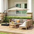 thumbnail image 2 of Gymax 10 FT Solar Offset Hanging Umbrella Patio Cantilever Umbrella w/ 32 LED Lights Beige, 2 of 10