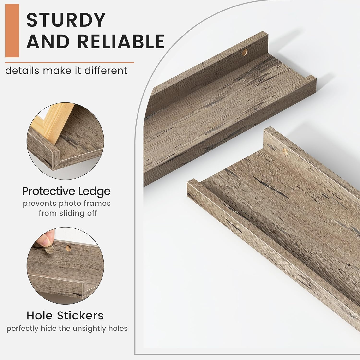 Floating Picture Ledge Shelves for Wall Set of 4, 24 Inch Solid Wood Wall Shelves with Lip Long Large Nursery Book Shelf for Toys Storage Kids Bookshelf Wall Mounted Living Room Bedroom Decor Frames