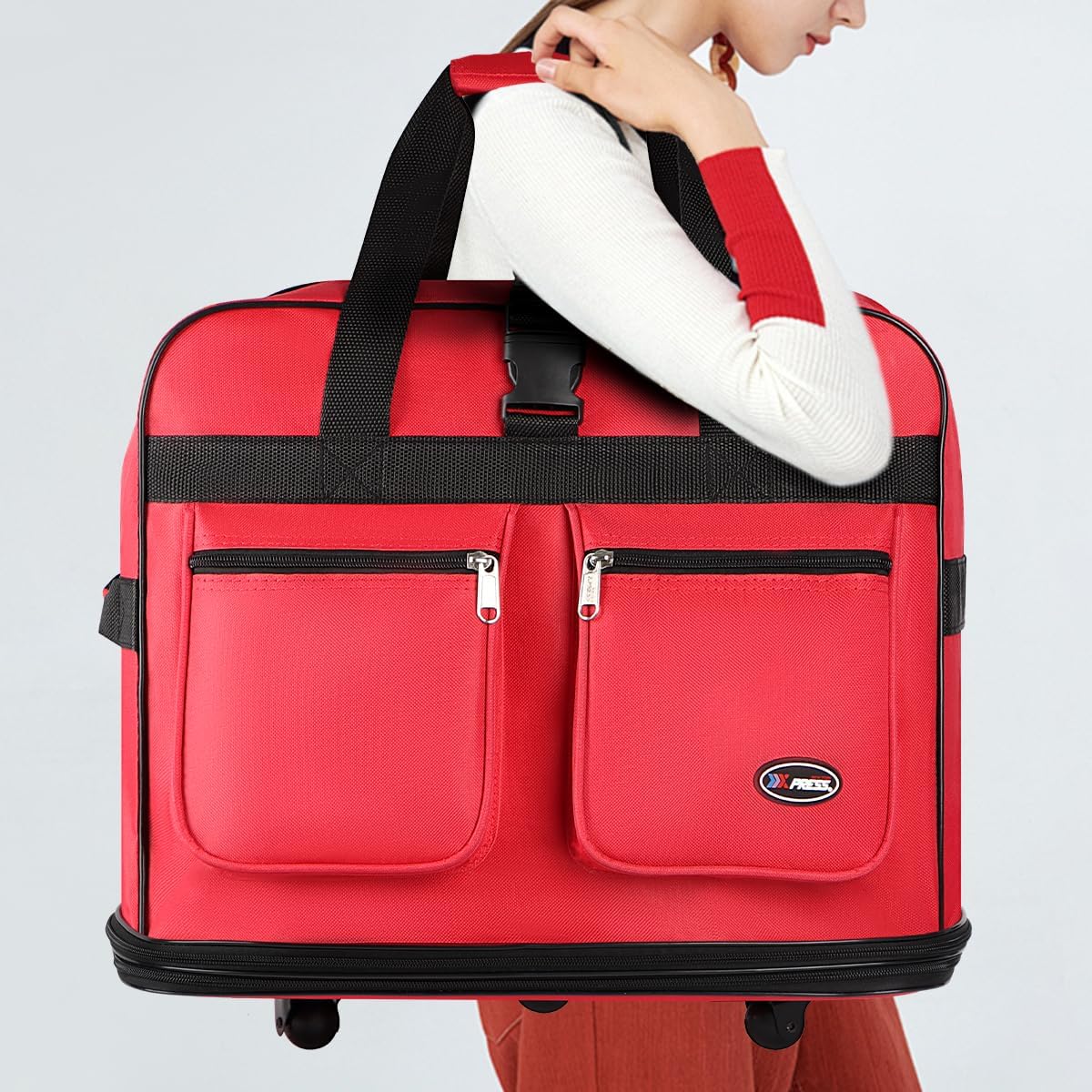 30" 36" 40" Rolling Wheeled Duffel Bag Spinner Luggage Expandable (Red, 36")