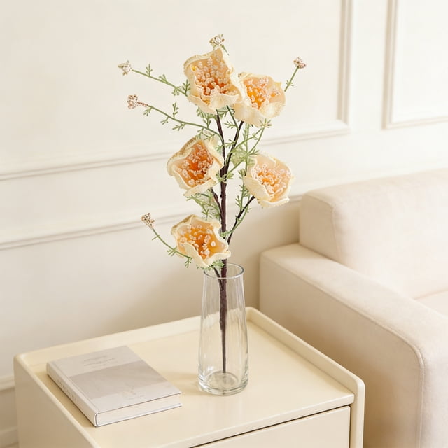 Flores de azalea artificiales de 24 pulgadas con tallo de flores de seda sintética con hojas verdes para decoración del hogar, centros de mesa de boda, decoraciones para la mesa de fiesta