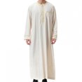 thumbnail image 2 of Leesechin Long Sleeve Kaftan Thobe Button down Men Thobe with Pocket Big and Tall Kaftan Muslim Men Thobe, 2 of 7