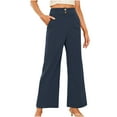 thumbnail image 3 of BXINGOHAI Women's Corduroy Pants Casual High Waisted Baggy Wide Leg Elastic Waist Loose Trousers with Pockets Blue XL, 3 of 7