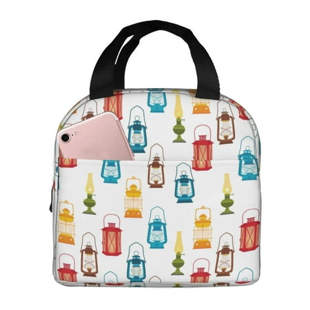 Insulated Lunch Bag for Women Men - vintage Light Bulb Print Leakproof Cooler Lunch Box for Women Men  Lunch Tote Bags for Work School Picnic Travel