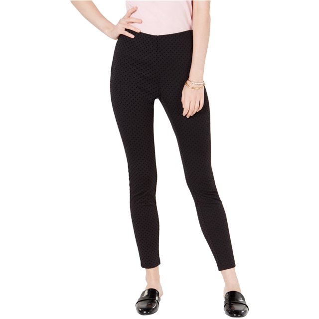 maison Jules Leggings casuales con lunares flocados para mujer, negro, grande