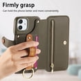 thumbnail image 2 of ELEHOLD Case for iPhone 12 Pro Max, RFID Blocking Zipper Leather Wallet Stand Case with Card Slot & Wrist Strap & Ring Holder,Midnightgreen, 2 of 10