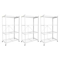 Origami 3-Pack R5-06W 4-Shelf Folding Steel Wire Shelving Storage, White