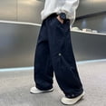 thumbnail image 5 of Fashionable Wide Leg Trousers For Boys Comfortable Loose Fit Long Pants Ideal For Big Kids And Teenagers Daily Casual Wear Tween Kids Summer Soft Comfy Trousers Y2K Streetwear Cute Teen Basic Pants, 5 of 7