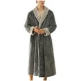 thumbnail image 2 of VANLOFE Unisex Warm Pajamas Household Clothes Solid Bathrobe Lengthened Night-robe Man's Nightgown Casual Robes Gray Robes Sleepwear for Woman XL, 2 of 5