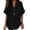 Black, variant on Ymauqau T Shirts for Women Rolled Short Sleeve Notched V Neck Curved Hem Pleated Tunic Tops Casual Loose Tee Blouses