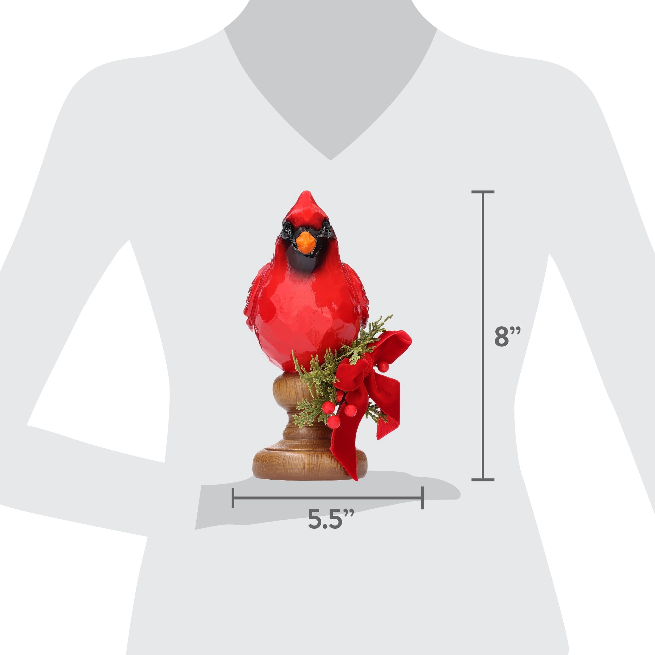 Cardinal Christmas Decoration, Red, 8", by Holiday Time
