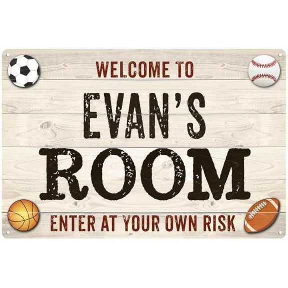 EVAN'S Room Kids Bedroom Sign Boy's Gift 8x12 Metal 108120090039