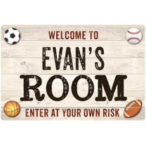EVAN'S Room Kids Bedroom Sign Boy's Gift 8x12 Metal 108120090039