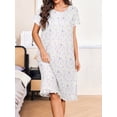 thumbnail image 6 of Avidlove Women Nightgowns with Pockets Button Front Henley NeckHouse Dresses Ruffle Hem Nightdress Sleepwear Short Sleeve Pajamas Dress, 6 of 8