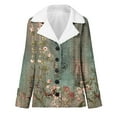 thumbnail image 5 of clear Usmixi Womens Winter Plush Jacket Womens Overcoat Lapel Warm Thickened Soft Fleece Lined Coat Long Sleeve Vintage Floral Print Button up Plush Outerwear 2025 Plush Jacket, 5 of 5