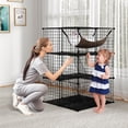 thumbnail image 4 of Costway 3 Tier Cat Enclosure with Comfy Hammock, 2 Ladders, 3 Doors & 1 Sky Window, 4 of 10