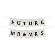 Burlap Future Mr & Mrs Banner - Wedding Shower Decorations, Engagement Banner, Mr & Mrs Sign, Bridal Shower Party Decorations, Wedding Garden Decorations (Black)