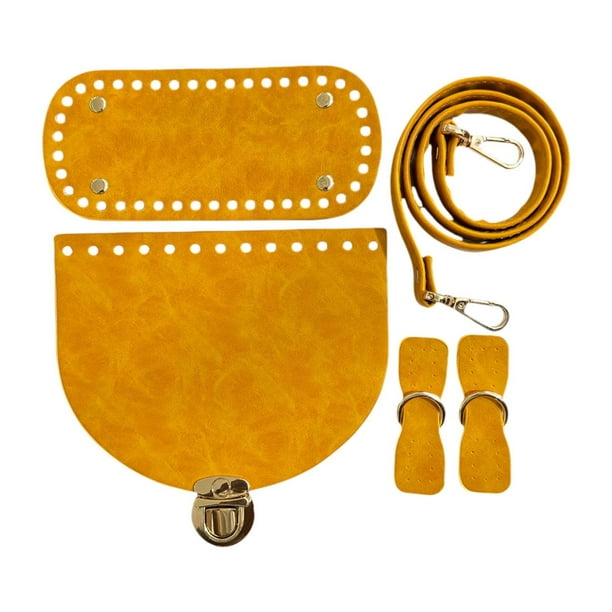 Kit de tejido de bolsos de cuero sintético para hacer bolsos, bolsos cruzados y carteras. Amarillo