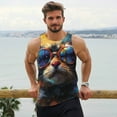 thumbnail image 6 of Gukieu Cool Cat With Sunglasses Print Men's Quick Dry Fitness Vest, Round Neck Sleeveless Fitness Bodybuilding Top-XX-Large, 6 of 7