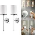 thumbnail image 6 of Set of 2 Wireless Wall Sconces Peel & Stick with Adhesives for Easy Installation with Rechargeable LED Bulbs, Remote Controlled, Adjustable Brightness & Warmth, Vintage Wall Decor (Silvery), 6 of 10