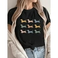 thumbnail image 1 of [Casual outing] Women's Casual Dachshund Print T-Shirt - Short Sleeve, Crew Neck, Lightweight Cotton Top, Machine Washable, all-Season Wear, 1 of 6