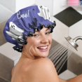 thumbnail image 5 of Shower Caps,Halloween Ghosts Bats Stars and Boo Waterproof Shower Cap for Women 4 Pieces,Double Reusable Hair Cover for Shower PEVA Elastic Stretch Hem, 5 of 7