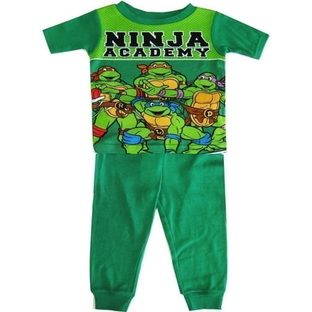 TNT Ninja Turtles Little Toddler Boys Green Academy Two Piece Pajama Set 2-4T