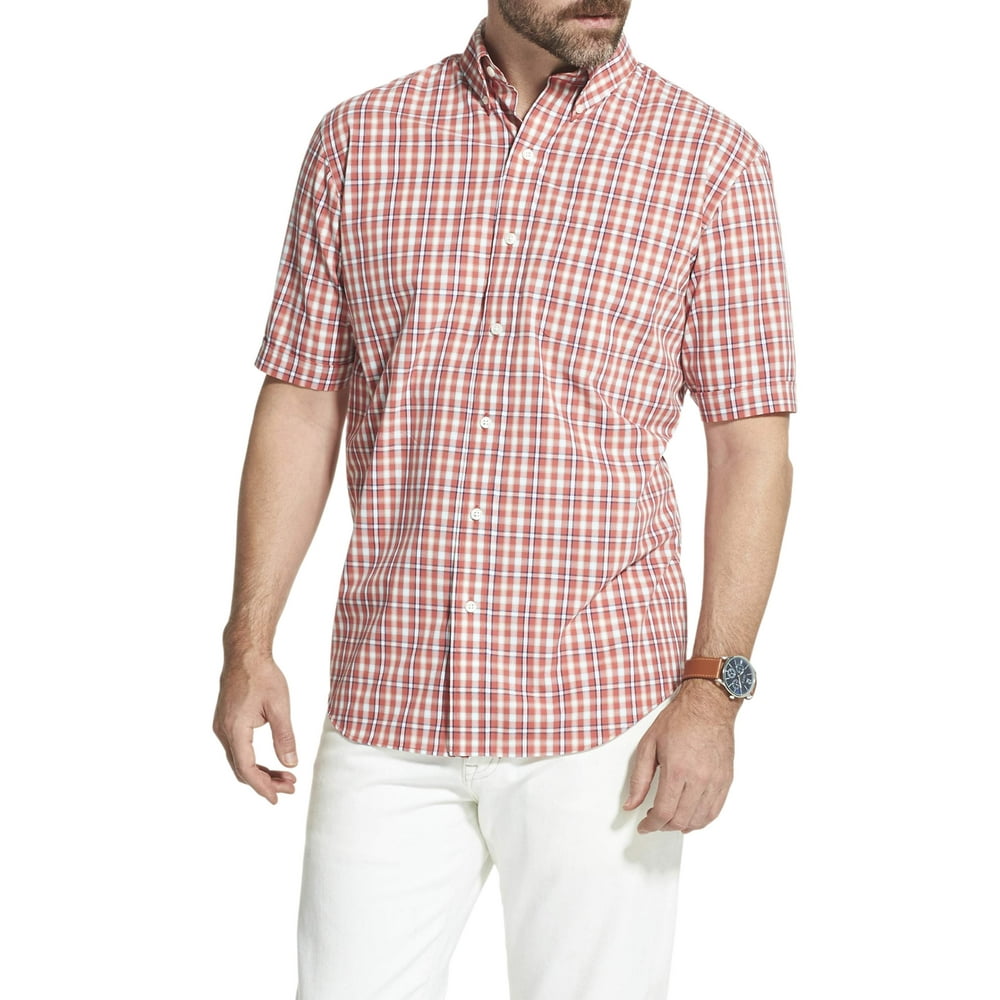 Arrow - Arrow Men's Big and Tall Hamilton Poplin Plaid Short Sleeve Button Down Shirt - Walmart