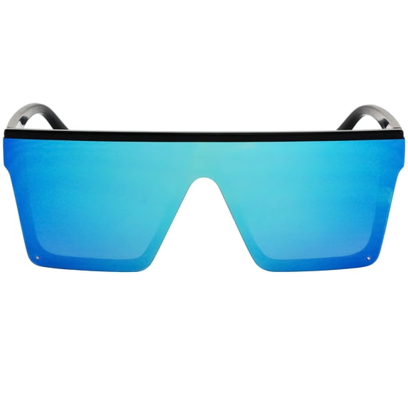 Oversized Flat Top Retro Square Aviator Frame Mirror Lens Unisex Sunglasses