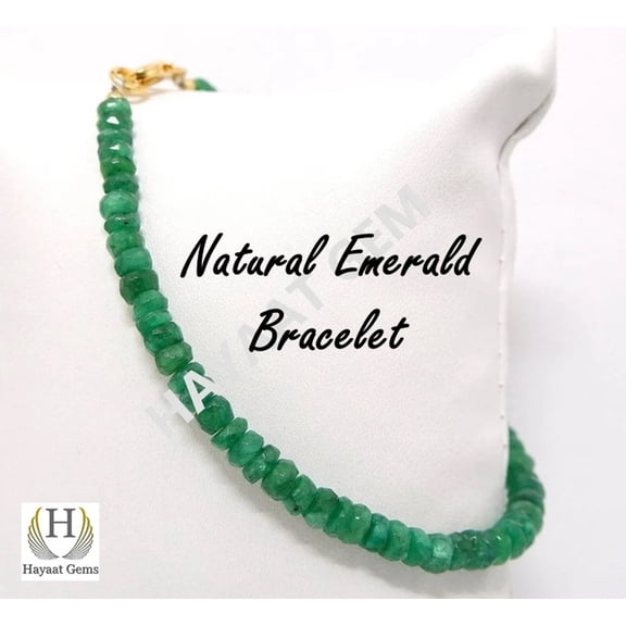 Zambian Natural Emerald Bead Bracelet: Natural Gemstone, Handmade Jewelry 6 Inch