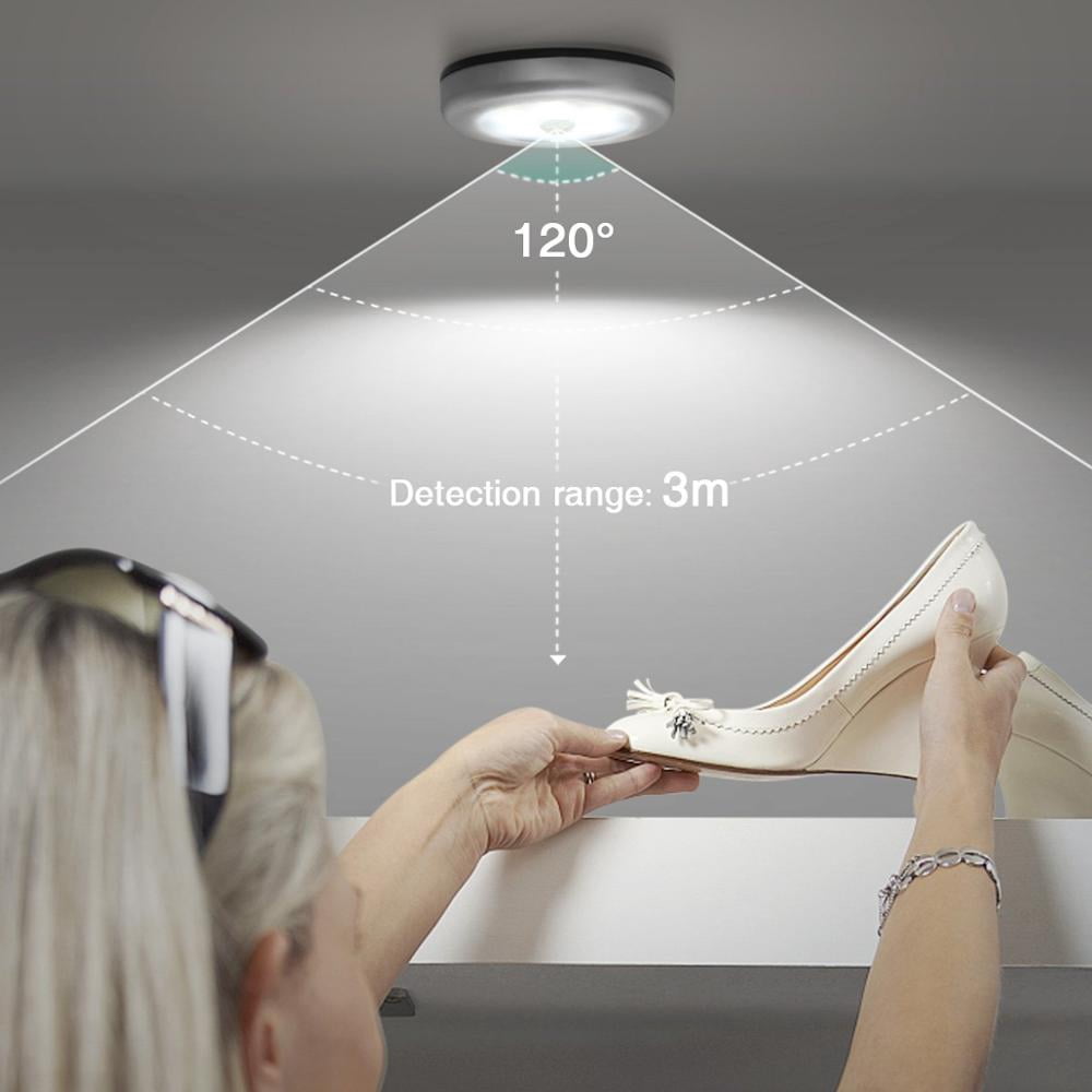 Motion Sensor Light, Battery Powered LED Night Light Step Lights Stair Closet Light Under-Cabinet Lighting Stick On Anywhere Lamp for Home, Kitchen, Hallway, Cabinet, Closet, Stairs, Bathroom 6pack