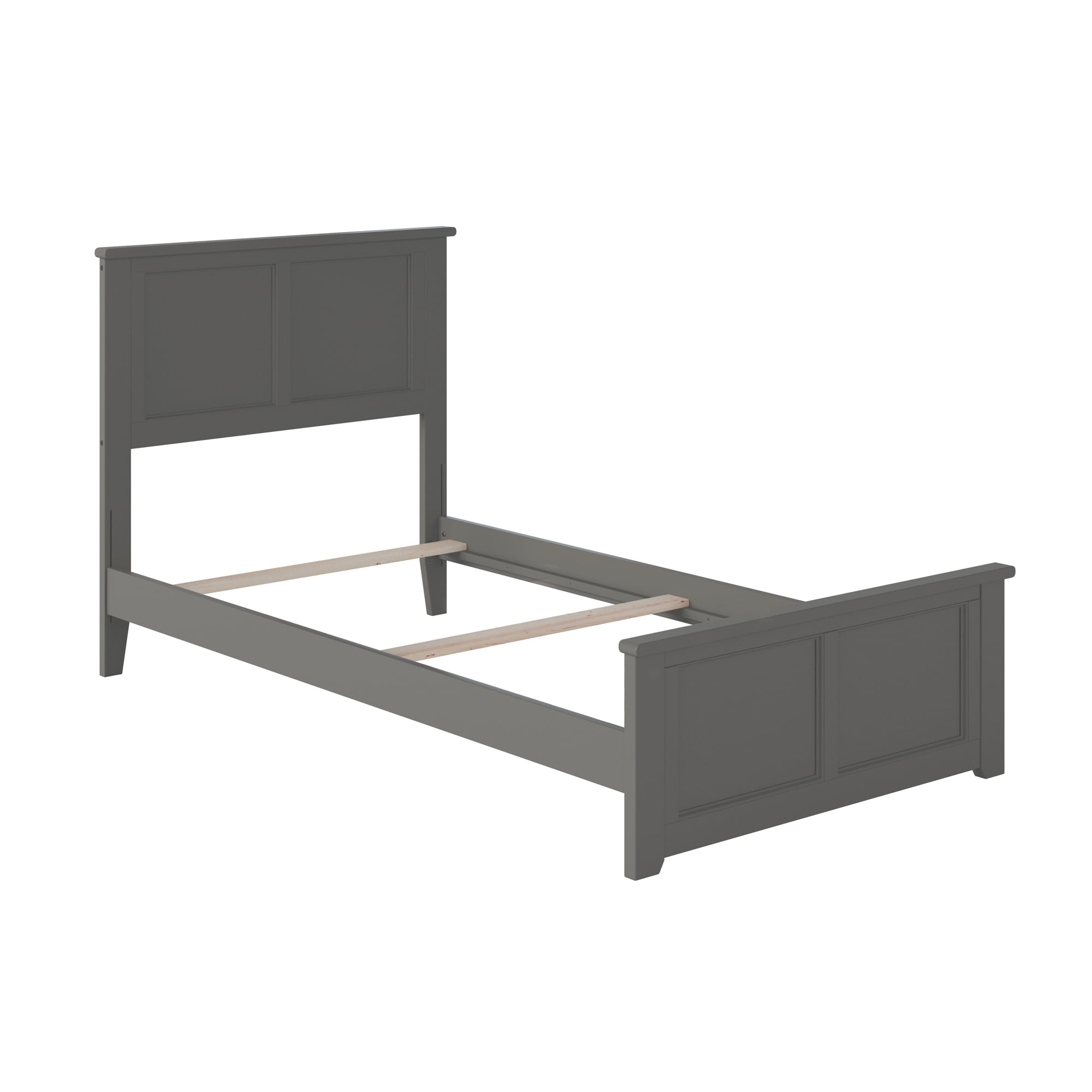 AFI Madison Twin Solid Wood Foundation Bed with Matching Headboard Footboard, Grey