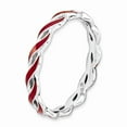thumbnail image 3 of Sterling Silver Stackable Expressions Red Enamel Braided Ring Size 10, 3 of 5