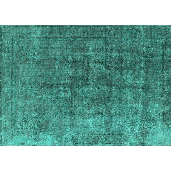 Ahgly Company Machine Washable Indoor Rectangle Oriental Turquoise Blue Industrial Area Rugs, 2' x 3'