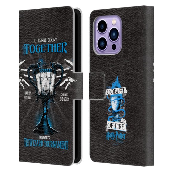 Head Case Designs Officially Licensed Harry Potter Goblet Of Fire I Triwizard Cup Harry Cedric Leather Book Wallet Case Cover Compatible with Apple iPhone 14 Pro Max