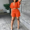 thumbnail image 2 of Ketyyh-chn99 Ensembles de Survêtements pour Femmes Ensemble de Pyjamas Mode Décontractée Été Imprimé Manches Courtes Col Rond Ensemble de Shorts Orange,L, 2 of 5