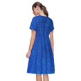 thumbnail image 2 of Horeoi Blue Glitter Print Women's Short Sleeve Dress Breathable Polyester-Spandex All-Over Print A-Line Side Pockets Elastic Waist, 2 of 6