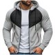 thumbnail image 2 of pstuiky mangas largas para hombre, Chaqueta tipo cárdigan con capucha y cremallera de manga larga con empalmes de color liso para hombre salir tops m, 2 of 8