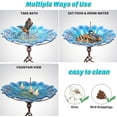 thumbnail image 2 of MUMTOP Bird Baths for Outdoors, Glass Birdbaths Outdoor Garden Birdfeeder with Metal Stake Bowl with Stake for Garden Yard Decor Blue, 2 of 7