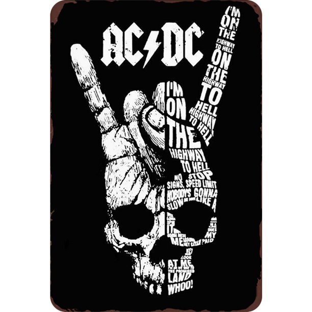 Chapa ACDC Metal Pintura Hierro Rectangular Pared para El Y Bar 20x30cm