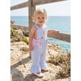 thumbnail image 6 of BemeyourBBs Kids Toddler Baby Girls Back to School Outfit Pre Kindergarten Outfits Summer Plaid Romper Overalls Clothes Apple Embroidery Sleeveless Square Neck Bell Bottoms Jumpsuit Overall, 6 of 9
