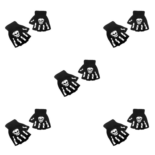 Guantes sin dedos deportivos Yuarrent Unisex de punto de invierno para ciclismo Halloween luminosos